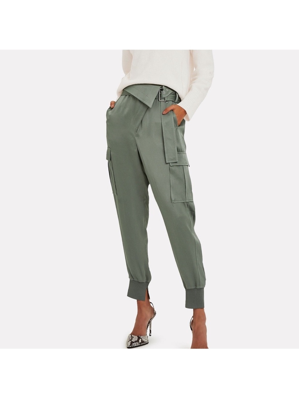 3.1 PHILLIP LIM Satin Foldover Waist Joggers size 6